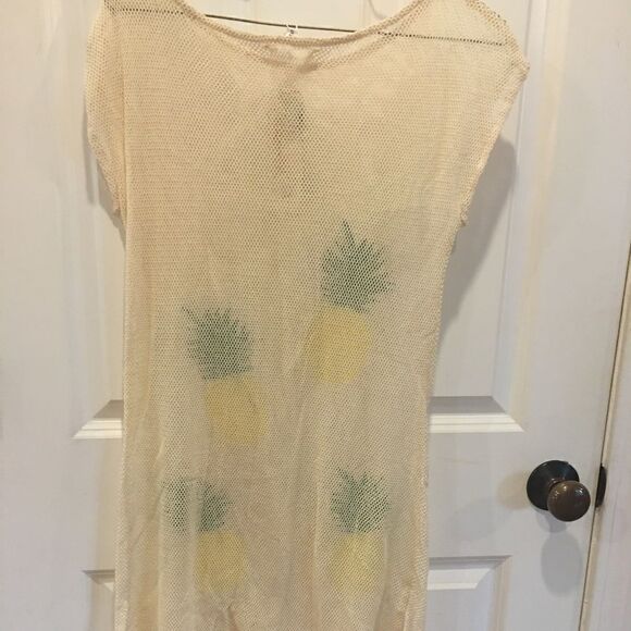 A&B small medium mesh swimsuit cover up pineapple dress pull over - Picture 2 of 4